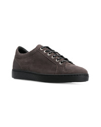 Baskets basses en cuir gris foncé Kiton