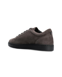 Baskets basses en cuir gris foncé Kiton