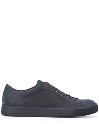 Baskets basses en cuir gris foncé Lanvin