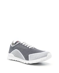 Baskets basses en cuir gris foncé Kiton