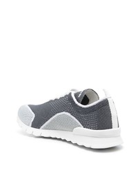 Baskets basses en cuir gris foncé Kiton