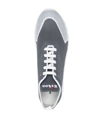 Baskets basses en cuir gris foncé Kiton