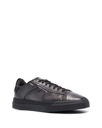 Baskets basses en cuir gris foncé Santoni