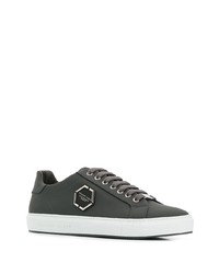 Baskets basses en cuir gris foncé Philipp Plein