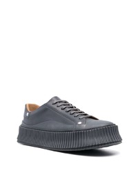 Baskets basses en cuir gris foncé Jil Sander