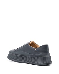 Baskets basses en cuir gris foncé Jil Sander