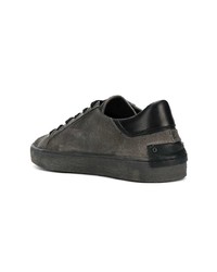 Baskets basses en cuir gris foncé Crime London