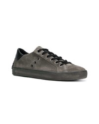 Baskets basses en cuir gris foncé Crime London