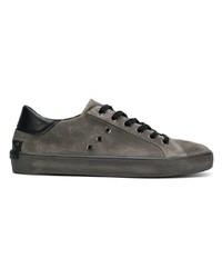 Baskets basses en cuir gris foncé Crime London