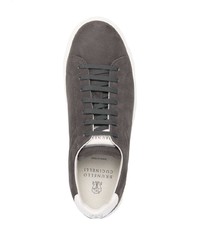 Baskets basses en cuir gris foncé Brunello Cucinelli