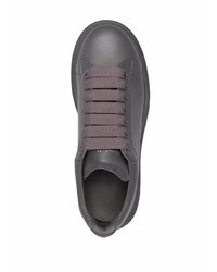 Baskets basses en cuir gris foncé Alexander McQueen