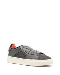 Baskets basses en cuir gris foncé Santoni