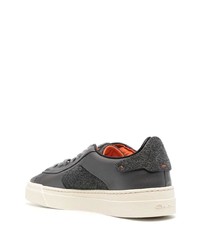 Baskets basses en cuir gris foncé Santoni