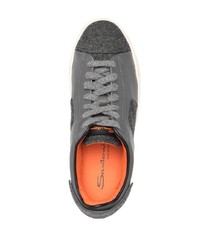 Baskets basses en cuir gris foncé Santoni