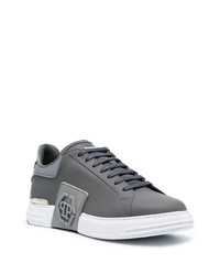 Baskets basses en cuir gris foncé Philipp Plein