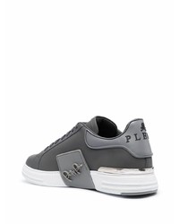 Baskets basses en cuir gris foncé Philipp Plein