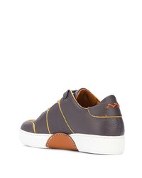 Baskets basses en cuir gris foncé Ermenegildo Zegna