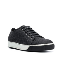 Baskets basses en cuir gris foncé Lanvin