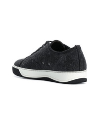 Baskets basses en cuir gris foncé Lanvin