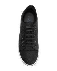 Baskets basses en cuir gris foncé Lanvin