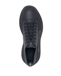 Baskets basses en cuir gris foncé Alexander McQueen