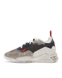 Baskets basses en cuir grises Moncler