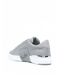 Baskets basses en cuir grises Philipp Plein