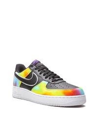 Baskets basses en cuir imprimé tie-dye noires Nike