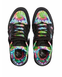 Baskets basses en cuir imprimé tie-dye noires Giuseppe Zanotti