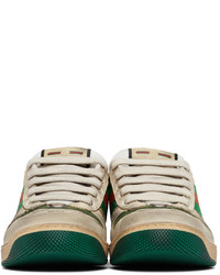 Baskets basses en cuir imprimées beiges Gucci