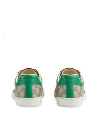 Baskets basses en cuir imprimées beiges Gucci