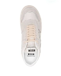 Baskets basses en cuir imprimées beiges MSGM