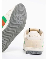 Baskets basses en cuir imprimées beiges Gucci