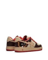 Baskets basses en cuir imprimées beiges A Bathing Ape