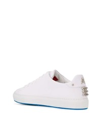 Baskets basses en cuir imprimées blanc et bleu Philipp Plein