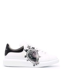 Baskets basses en cuir imprimées blanches et noires Alexander McQueen