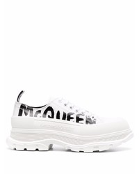 Baskets basses en cuir imprimées blanches et noires Alexander McQueen