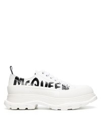 Baskets basses en cuir imprimées blanches et noires Alexander McQueen