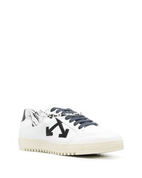 Baskets basses en cuir imprimées blanches et noires Off-White