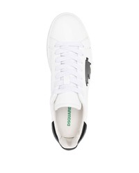 Baskets basses en cuir imprimées blanches et noires DSQUARED2