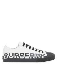 Baskets basses en cuir imprimées blanches et noires Burberry