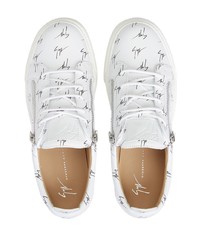 Baskets basses en cuir imprimées blanches et noires Giuseppe Zanotti