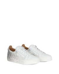 Baskets basses en cuir imprimées blanches et noires Giuseppe Zanotti