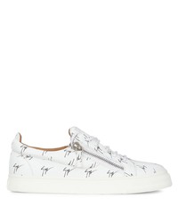 Baskets basses en cuir imprimées blanches et noires Giuseppe Zanotti