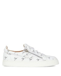 Baskets basses en cuir imprimées blanches et noires Giuseppe Zanotti