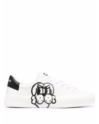Baskets basses en cuir imprimées blanches et noires Givenchy