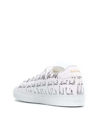 Baskets basses en cuir imprimées blanches et noires Paul Smith