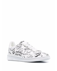 Baskets basses en cuir imprimées blanches et noires DSQUARED2