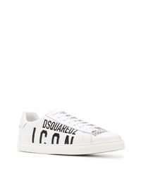 Baskets basses en cuir imprimées blanches et noires DSQUARED2