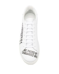 Baskets basses en cuir imprimées blanches et noires DSQUARED2